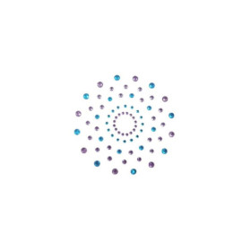 Paire de cache tétons adhésifs strass bleu et violet 